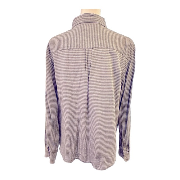 Banana Republic Quinn Boy Fit Linen Striped Button Up Shirt Women’s Size L - Picture 3 of 5